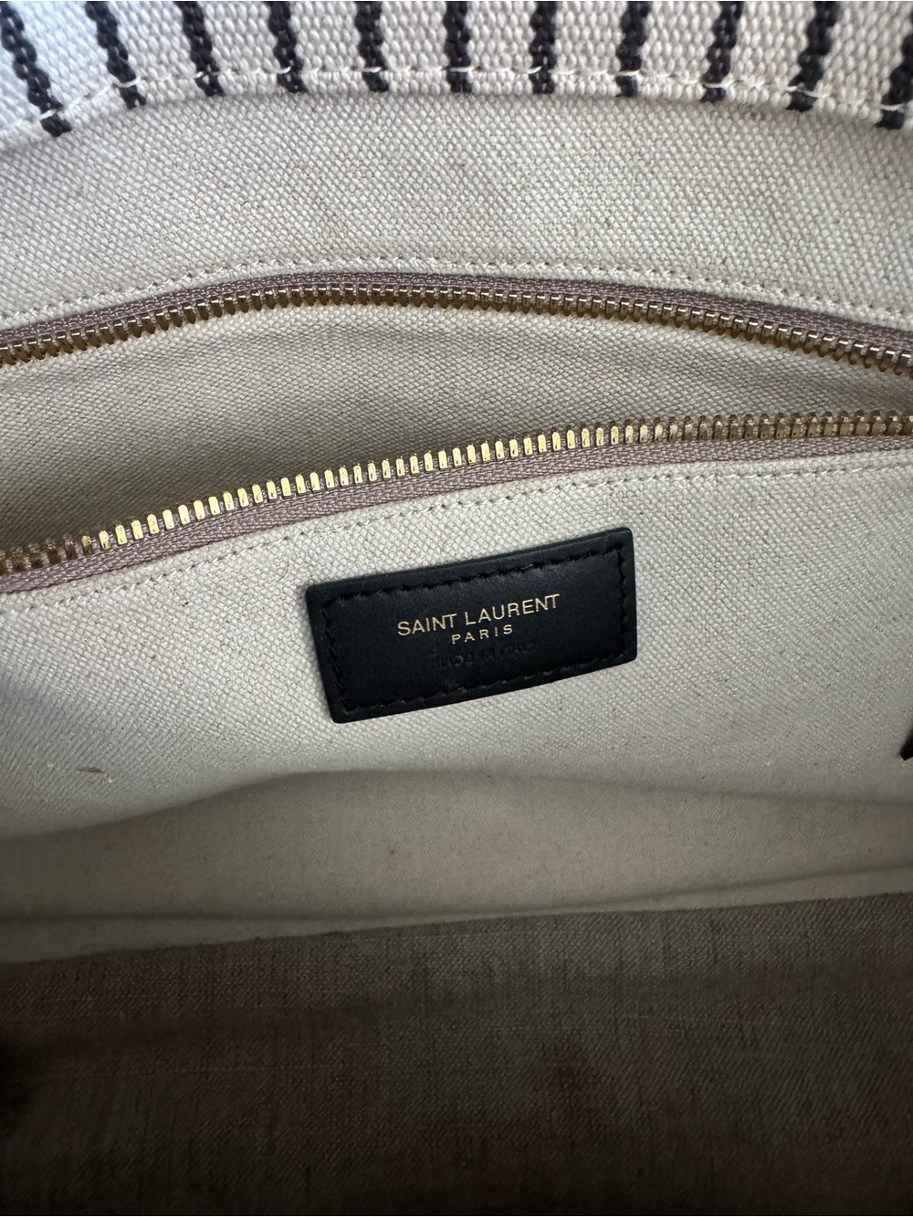 Women Canvas Tote Stripe Rive Gauche Saint Laurent - Picture 6 of 13